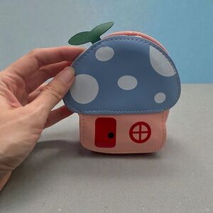 Cottage Core Blue and Pink Mushroom Coin Purse